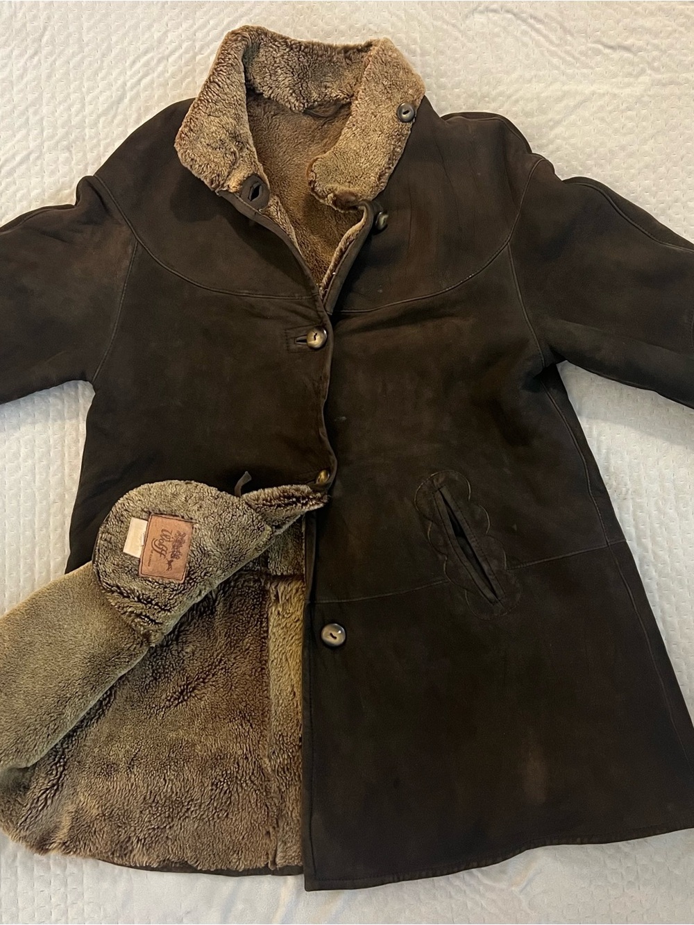 WOLF Brown Shearling-Lined Leather Jacket